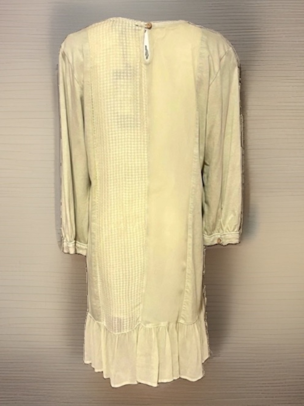 NWT Young Threads Avocado Crepe Embroidered Ruffle Scoop Neck A-Line Dress M - Picture 8 of 14